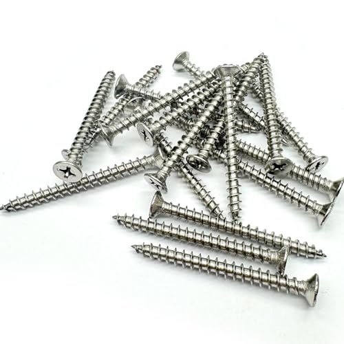 5 x 30mm Screw, Flat Head, Phillips Drive, Self Drilling, 304 Stainless Steel Drywall Wood Screws 100Pcs - size: 5 x 30mm