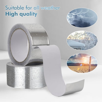 Aluminum foil tape, 2 Inches x 22 Yards, suitable for sealing and repairing dryer exhaust lines, piping systems, etc., insulating adhesive metal high temperature heavy duty aluminum foil tape