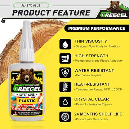 Plastic CA Glue, 2 oz Clear Super Glue for Plastic Models 3D Prints - size: 2 Ounce, style: Plastic Super Glue