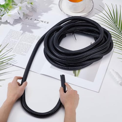 MAYJOYDIY 3/4Inch Black Metal Conduit Pipe PVC Galvanized Steel Metal Conduit Pipe Flexible Wire Loom Tubing for Automotive Home Office and Industrial Wiring & Cable Protection, 32.8ft - size: 32.8FTx0.75"