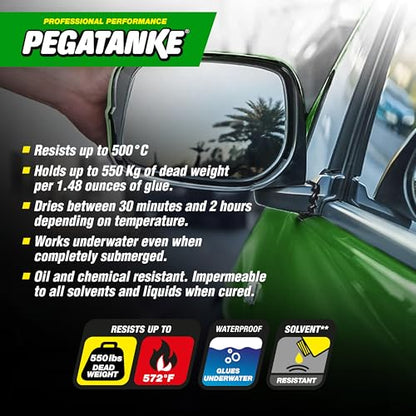 PEGATANKE - Black 2 Part Epoxy Resin & Cold Weld Adhesive | High Strength Liquid Metal Glue for Fuel Tanks & General Repair | High Temperature Epoxy for Cold Welding Waterproof Bonds (1.48 oz)