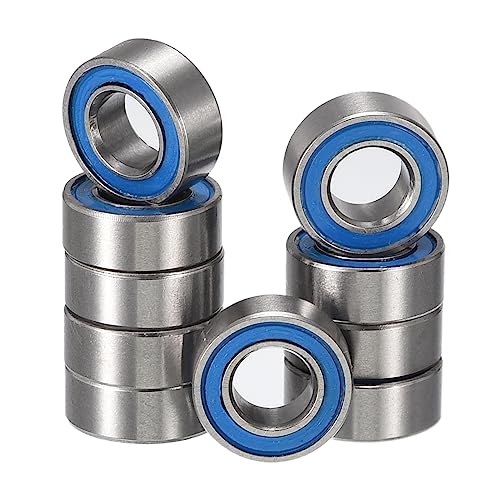 MR105-2RS Deep Groove Ball Bearings, ID 5mm x OD 10mm x Width 4mm Miniature Bearings, Double Rubber Sealed Ball Bearing Pre-Lubricated Chrome Steel Blue Z2 Lever 10pcs - size: MR105-2RS 5x10x4mm
