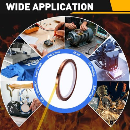 uxcell Heat Tape, 6mm x 33m (108ft) Polyimide Heat Transfer Sublimation Tape No Residue High-Temperature Resistant Tapes for Heat Press Soldering Circuit Board, Brown - size: 6mm x 33m (108ft)