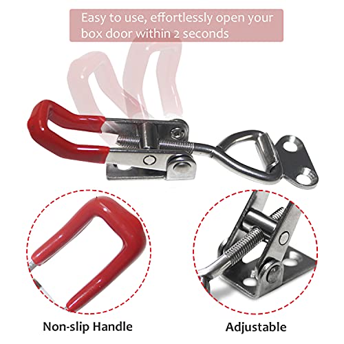 CUKAYO 4pcs Toggle Latch Clamp, 304 Stainless Steel Pull Hasp Latches, Quick Release Hand Tool Toggle Clamp for Smoker Lid Jig,Case Trunk,220Lbs Holding Capacity