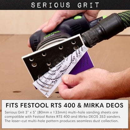 Serious Grit - 3x5 (80x133mm) P180 Grit Ceramic Sanding Sheets - 50 Pack - style: 180 Grit