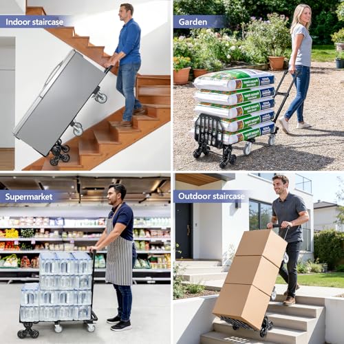KEDSUM 3-in-1 Stair Climbing Dolly, 660LB Hand Truck with 10 Wheels - size: 660LBS-10 Wheels
