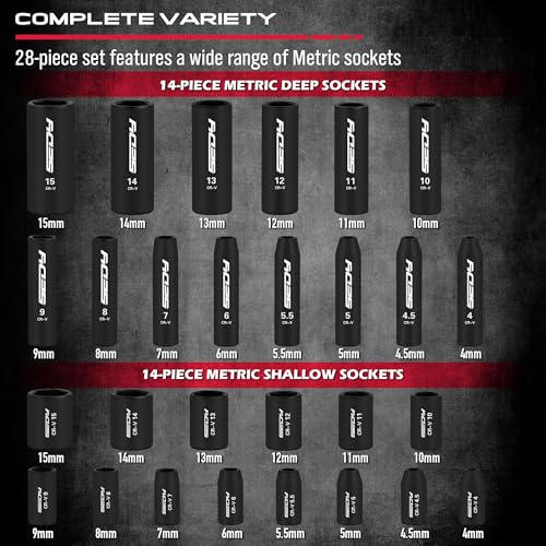 73-Piece Impact Socket Set with Hex & Torx Bit Sockets, SAE & Metric Deep & Shallow Sockets, Ratchet Handle, Universal Joint, Adapters & Extension Bars, CR-MO Steel - style: 73-Piece Master Impact Set