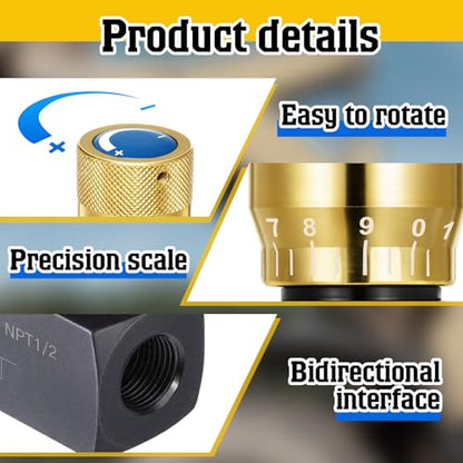 Pelopy 1/2 Inch NPT Hydraulic Flow Control Needle Valve, Free Reverse Flow - size: 1/2 Inch