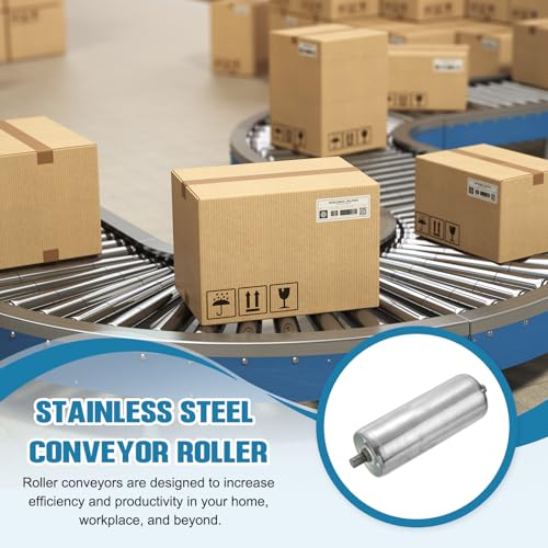 MECCANIXITY Stainless Steel Conveyor Roller 3" Diameter 8" Length Gravity Transmission Replacement Part Galvanized End (Silver) - size: 3"x8"