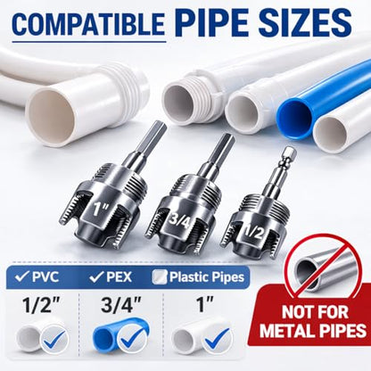4 in 1 Water Pipe Threader Tool - 1/2" & 3/4" & 1" Dual-Function Internal Integrated External Pvc Threading Tool for Water Pipe, Electric Drill Compatible Pipe Thread Cutting Set, 3/4" - color: 3/4"