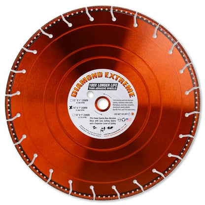 Diamond Extreme 14 Inch Metal Cutting Diamond Blade, Heavy-Duty Vacuum-Brazed Cut Off & Rescue Saw Blade, 1"-20mm Arbor for Rebar, Steel, Stainless Steel & Pipe - size: 14 Inch