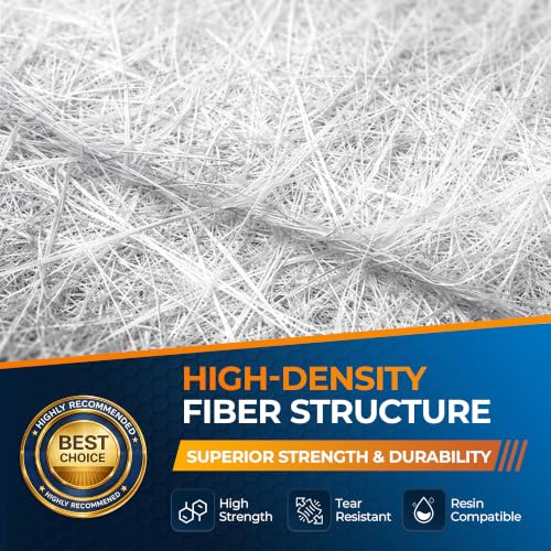 Fiberglass Chopped Strand Mat Roll, 1.5 oz, 4 in x 5 Yards, Fiberglass Mat for Boat Repair, Auto Body Repair, Compatible with Polyester & Vinyl Ester Resin - size: 4" x5Yards