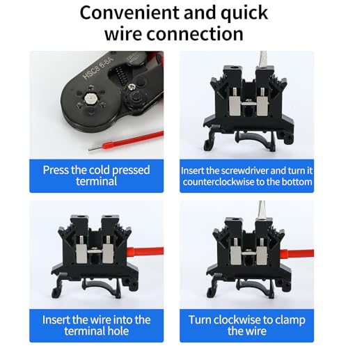 100PCS UK-2.5B Din Rail Terminal Block - Insulation Material Shell, Wide Application for 12-22 AWG 20A 600V Soar Project, PLC Industrial Control Automation Panel Automotive RV - Black - color: 100pcs Black