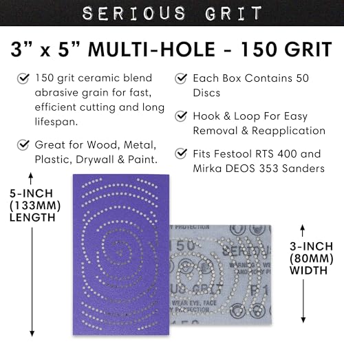 Serious Grit - 3x5 (80x133mm) P150 Grit Ceramic Sanding Sheets - 50 Pack - style: 150 Grit