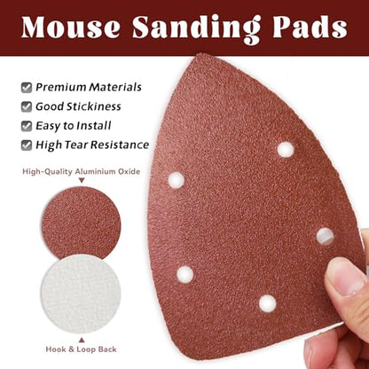 50 Pcs 80 Grit Mouse Sandpaper, Aluminum Oxide Mouse Sanding Pads - size: 80 Grit