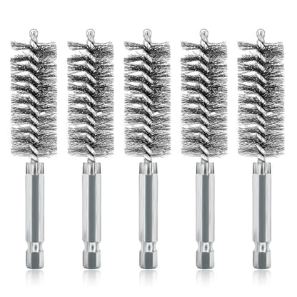 5Pcs 3/4" Stainless Steel Wire Bore Brush for Power Drill Cleaning - size: 19mm | 3/4"