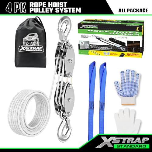XSTRAP STANDARD Heavy-Duty 50 FT Rope Hoist, 2,000 LB Breaking Strength - color: 50ft White Standard