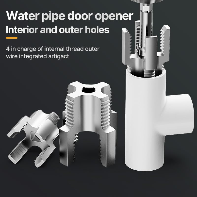 HUHAO 2pcs Integrated Internal & External Pipe Threading Tool with 1/2'' & 3/4'' Dies, Electric Drill Compatible 2 in 1 Pvc Pipe Threader Kit, Dual-Function Pipe Thread Cutting Tool - size: 2pc