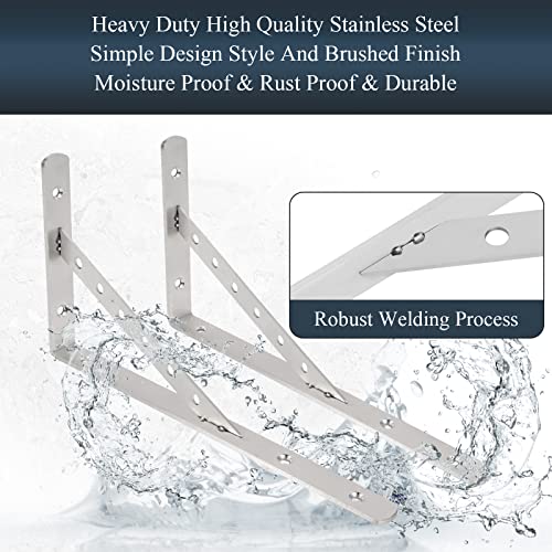 Solid Shelf Brackets 16 Inch, L Brackets Heavy Duty Shelf Brackets - size: 16"(Solid Brackets-Silver)