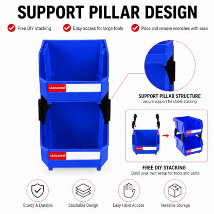6 Pack Stackable Plastic Parts Bins, 5x4x3 in, Blue - color: Blue-6 Pack, size: 5"x4"x3"