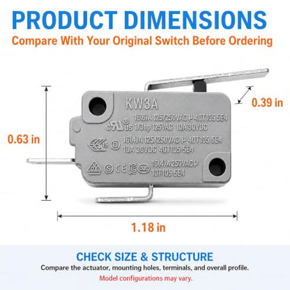 2-Pack 6600JB3001C Normally Open Refrigerator Micro Switch for LG