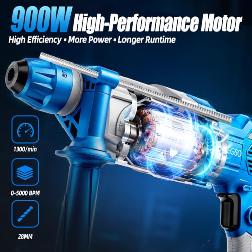 800W Rotary Hammer Drill, 1-1/8 Inch SDS-Plus Corded