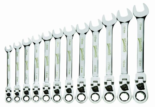 Williams MWS-12RCF 12-Piece Metric Reversible Flex Head Ratcheting Combination Wrench Set - size: 12-Piece, style: Flex Head