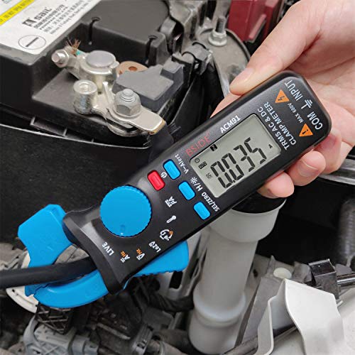 BSIDE DC Amp Clamp Meter 1mA Current True RMS Auto-Ranging 6000 Counts Digital Ammeter Hz Temperature Capacitance Live Check V-Alert Low Impedance Voltage Tester with Back Clip - color: Blue