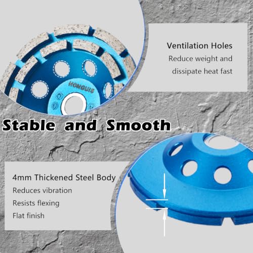 5 inch Diamond Cup Grinding Wheel,7/8"-5/8" Arbor Concrete Grinder Wheel Double Row for Concrete Masonry Granite Marble Stone(7/8"-5/8") - style: 5 Inch