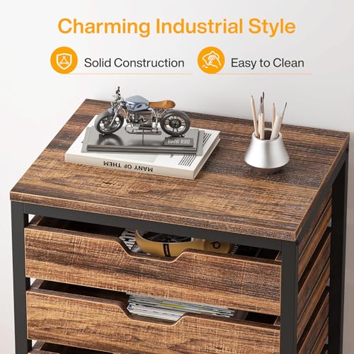 Tribesigns 7-Drawer File Cabinet, Wood Mobile Storage Drawer, Rustic Brown - color: Brown, size: 7 Drawer