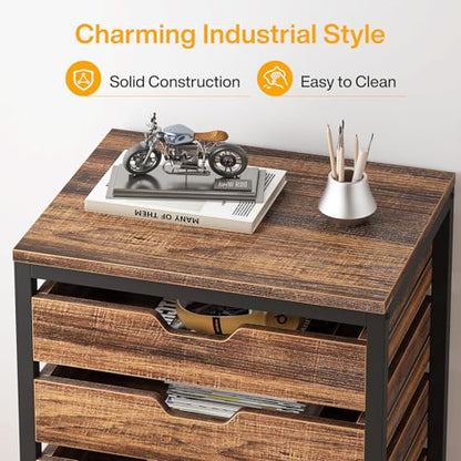 Tribesigns 7-Drawer File Cabinet, Wood Mobile Storage Drawer, Rustic Brown - color: Brown, size: 7 Drawer
