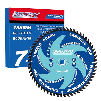 7-1/4”(185MM)-60T, Arbor 5/8"-Diamond, Smooth Cut Coasting. Circular Saw Blade, FRAMING&Ripping, for Laminate, Veneer Board, Plywood, Hard Wood, MDF and HDF Cutting - size: 7-1/4"(185mm) 60T