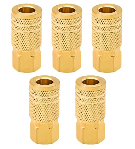 5 Pack 1/4-Inch Brass Female Industrial Coupler - style: 5pcs Female Couplers