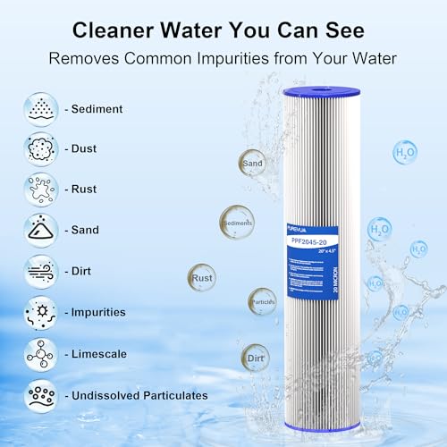 20" x 4.5" Pleated Sediment Water Filter Cartridge 20 Micron 2-Pack - size: 2 Count (Pack of 1), style: 20 Micron