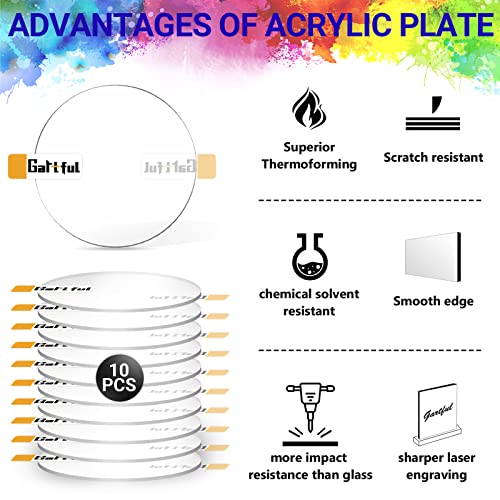 Gartful Clear Acrylic Discs - 6 inch, 10 Pieces Round Acrylic Sheets, 1/25" Thick Transparent Plexiglass Circle Panel, Plastic Disk For Signs, Craft Project, Painting, Milestone Markers, DIY Ornament - size: 0.04" Thick - 6 inch / 10x