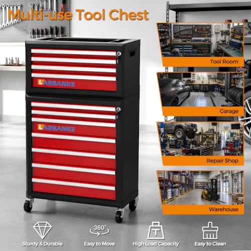 LARBANKE 11-Drawer Rolling Tool Chest with Wheels&Locks, Red Tool Cabinet - color: Red, size: 11 drawer tool chest