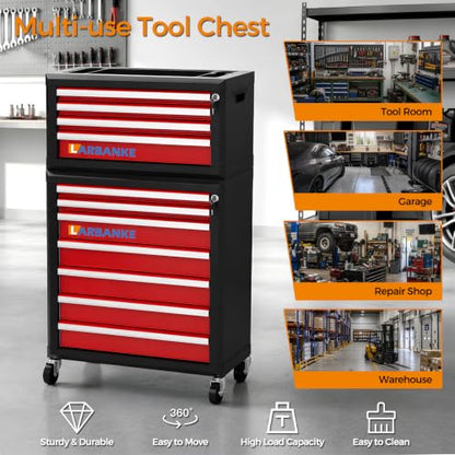 LARBANKE 11-Drawer Rolling Tool Chest with Wheels&Locks, Red Tool Cabinet - color: Red, size: 11 drawer tool chest
