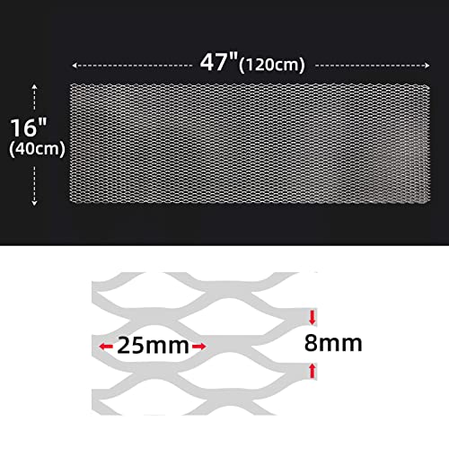 AggAuto 47x16 inches Car Pickup Truck Grill Mesh 8x25mm Seagull Hole Silver - color: Silver, size: 8x25mm Seagull