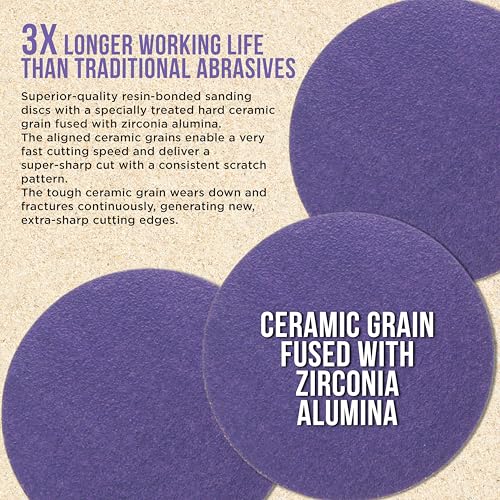 Dura-Gold Premium 100 Grit 3" Purple Film Ceramic Sanding Discs, Box of 30 - style: 100 Grit