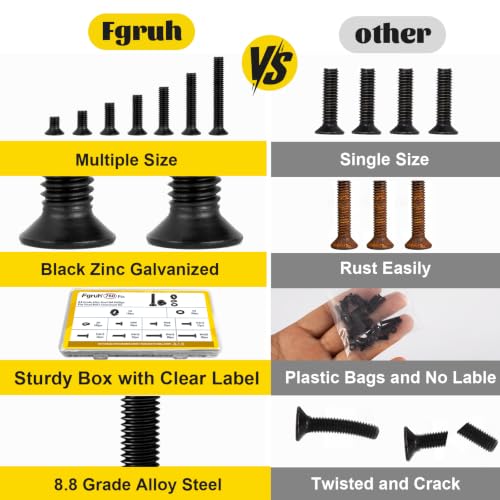 760pcs M4 Flat Head Screws Assortment Kit, M4x6/8/10/12/16/18/20 mm - size: M4 760pcs