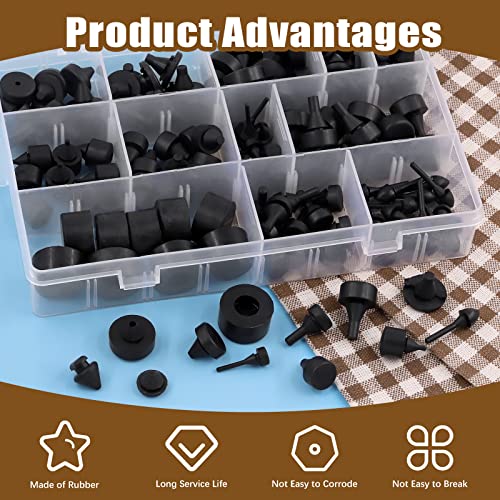160Pcs Rubber Bumper Assortment Kit, Black Rubber Bumper Compatible With Most Car Models Replacement