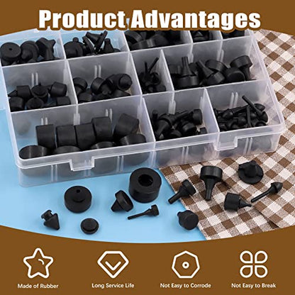 160Pcs Rubber Bumper Assortment Kit, Black Rubber Bumper Compatible With Most Car Models Replacement