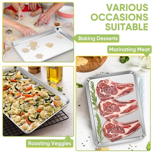 TeamFar Stainless Steel Baking Sheet, 20" x 14" x 1" Large Baking Sheet Pan - size: 19.6" x 13.75" x 1.3"