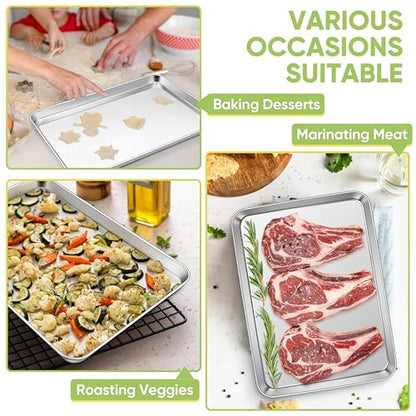 TeamFar Stainless Steel Baking Sheet, 20" x 14" x 1" Large Baking Sheet Pan - size: 19.6" x 13.75" x 1.3"