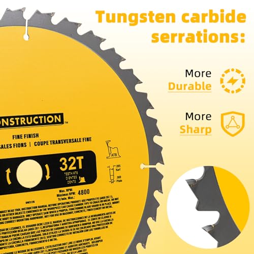 12in Miter Saw Blade 2-Pack 80T&32T (dw-3128/dw-3123) - style: 12IN,80T&32T