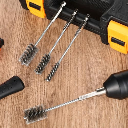 4 Pcs Stainless Steel Wire Brushes for Drill Stainless Steel Bore Brush Set 3/8'' 1/2'' 3/4'' 7/8'' Bristles Wire Brush with Hex Shank Handle for Drill Ports Tubes Bearings Cleaning Parts