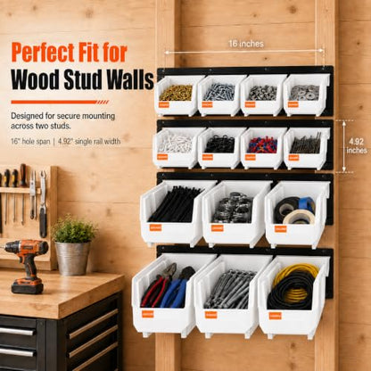 14pc Wall-Mounted Organizer V1 V2 V3 Master Combo Set White - color: White, size: V1-8Bins&V2-3Bins&V3-3Bins&4Rails