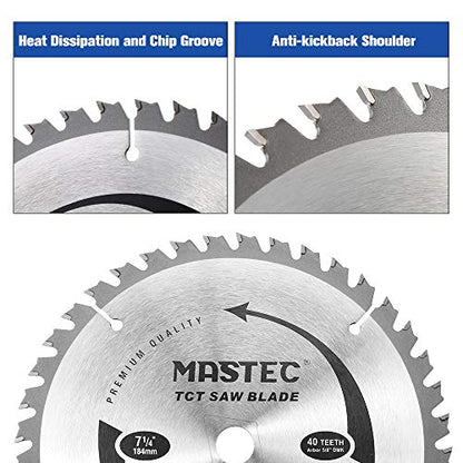 7-1/4 Inch Circular Saw Blade with 40T ATB Anti Kickback Feature for Wood and 5/8-Inch DMK Arbor - size: 7-1/4 Inch 40T