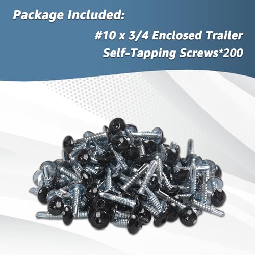 Black Enclosed Trailer Screws #10 x 3/4 in Self Tapping Sheet Metal Screws - color: Black