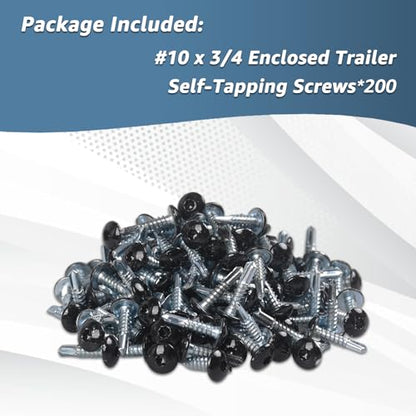 Black Enclosed Trailer Screws #10 x 3/4 in Self Tapping Sheet Metal Screws - color: Black
